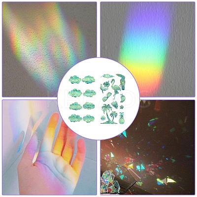 2PCS 2 Styles PVC Stickers Dazzling Color Window Stickers 3D Laser Clouds And Summer Style Shapes Electrostatic Glass Window Stickers JX836A-1