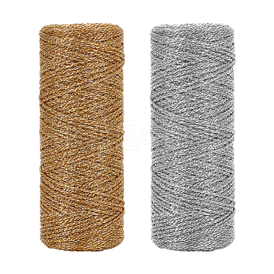 2 Rolls 2 Colors Polyester Braided Metallic Cord OCOR-PH0002-82-1