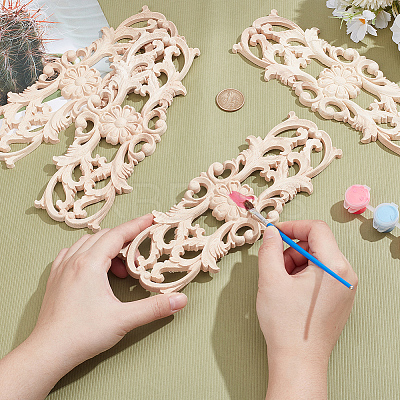 Wood Carved Onlay Applique Display Decoration WOOD-WH0124-119D-1