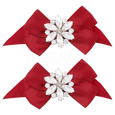 2Pcs Detachable Bowknot Polyester Ribbon Shoe Decoration FIND-FG0003-03B-1