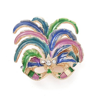 Mardi Gras Feather Mask Enamel Pins LS-JEWB-E041-13G-1