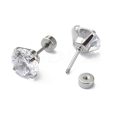 304 Stainless Steel Crystal Rhinestone Ear False Plugs STAS-C089-04E-P-1