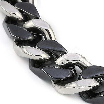 304 Stainless Steel Ceramics Cuban Link Chain Bracelets for Men BJEW-B102-02P-02-1