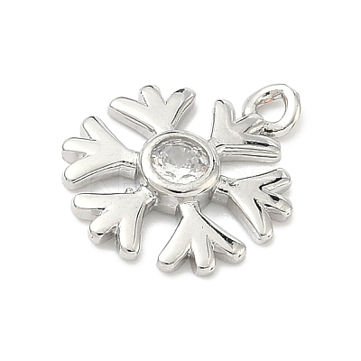 Christmas Brass Pave Clear Cubic Zirconia Charms KK-G548-04P-1