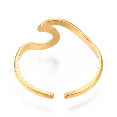 Ion Plating(IP) 304 Stainless Steel Sea Wave Cuff Rings LS-RJEW-N038-115LG-1