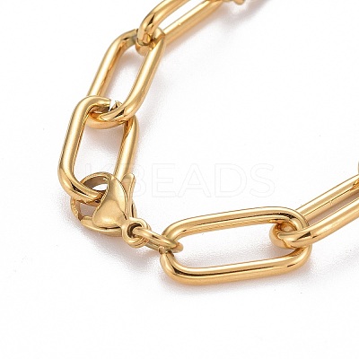 304 Stainless Steel Paperclip Chain Bracelets X-BJEW-F412-02G-1
