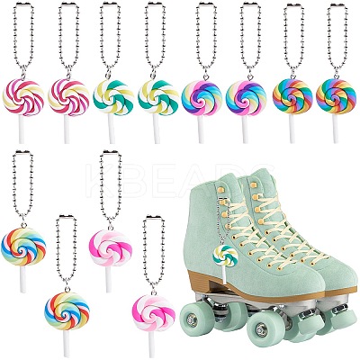 12Pcs 6 Colors Handmade Polymer Clay  Lollipop Pendant Decoration HJEW-CP0001-14-1