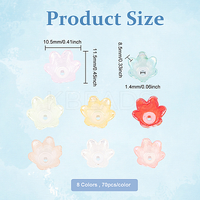 560Pcs 8 Colors 6-Petal Imitation Jelly Acrylic Bead Caps OACR-DC0001-05-1