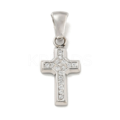 304 Stainless Steel Cubic Zirconia Pendants STAS-C102-04B-P-1