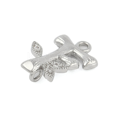 Brass Crystal Rhinestone Letter Links Connector Charms KK-S395-06P-F-1