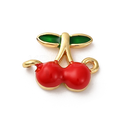 Brass Red Enamel Connector Charms KK-I276-13G-01-1