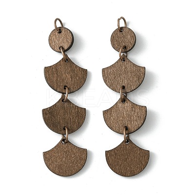 Flat Round & Fan Poplar Wood Big Pendants WOOD-G019-03B-1