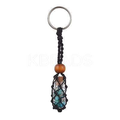 Synthetic Turquoise Wishing Bottle Keychain KEYC-JKC00726-01-1