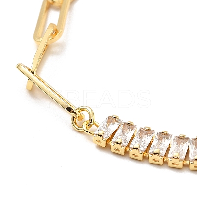 Clear Cubic Zirconia & Paperclip Chain Necklace for Girl Women Gift NJEW-A005-06G-1