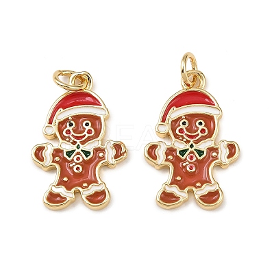 Christmas Brass Enamel Pendants KK-L255-17G-02-1