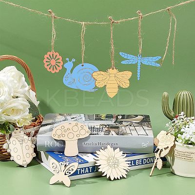 90Pcs 9 Styles Wood Cutouts Ornaments WOOD-NB0005-15-1