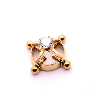 304 Stainless Steel Crystal Rhinestone Clip on Nipple Rings WGE16BD-05-1