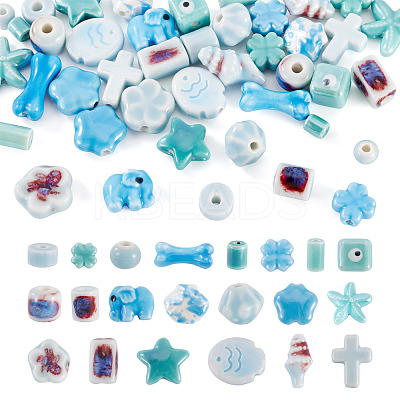 42Pcs 21 Styles Handmade Porcelain Beads PORC-TA0001-45-1