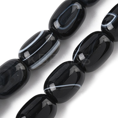 Natural Banded Agate/Striped Agate(Dyed & Heated) Beads Strands G-H324-01H-1