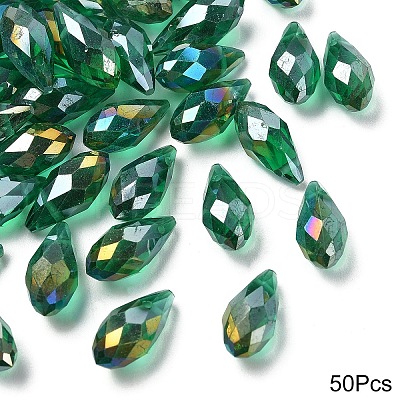 50Pcs Electroplate Glass Faceted Teardrop Beads EGLA-YW0005-17F-1
