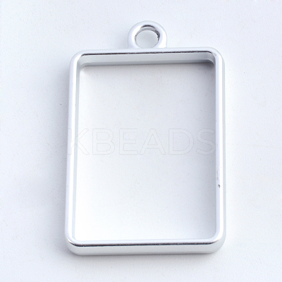 Rack Plating Alloy Rectangle Open Back Bezel Pendants X-PALLOY-S047-28B-FF-1