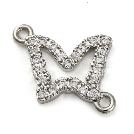 Brass Micro Pave Clear Cubic Zirconia Butterfly Links Connector Charms KK-A230-03C-P-1