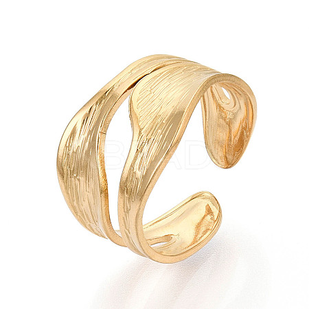 Ion Plating(IP) 304 Stainless Steel Cuff Ring RJEW-N038-112LG-1