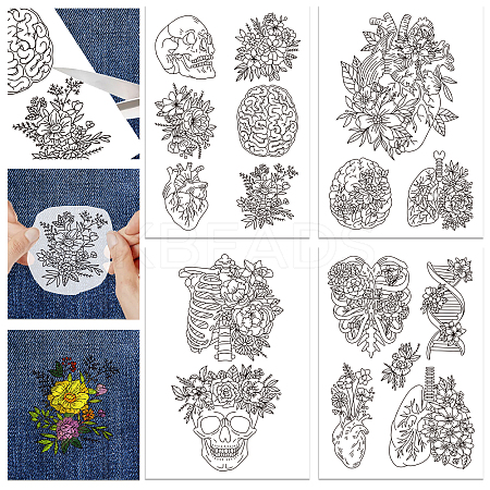 4 Sheets 11.6x8.2 Inch Stick and Stitch Embroidery Patterns DIY-WH0455-093-1