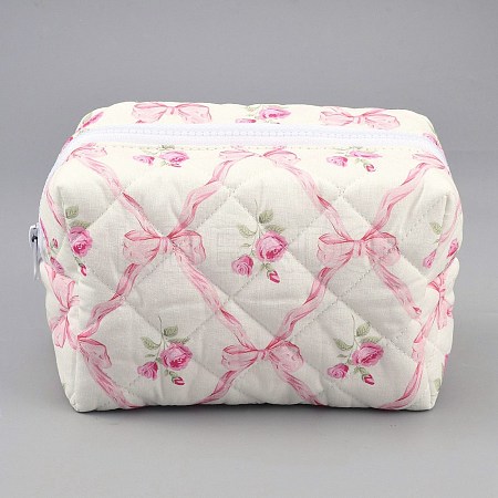 Flower Print Cotton & Polyester Cosmetic Zipper Bag AJEW-WH20002-74A-1