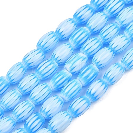Handmade Millefiori Glass Oval Bead Strands LK-Z001-01B-02-1