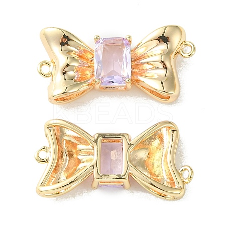 Brass Pave Cubic Zirconia Connector Charms KK-L208-01G-05-1
