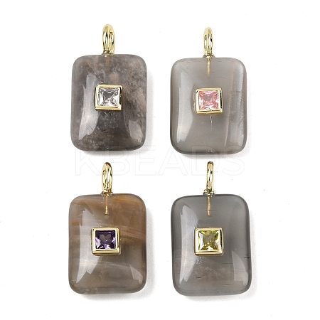 Natural Black Moonstone Pendants G-K372-04G-04-1