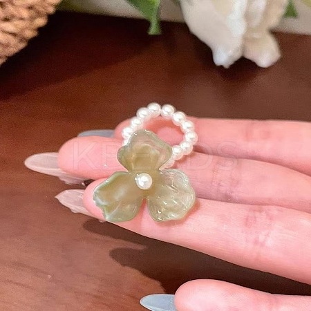 Acrylic and Imitation Pearl Finger Rings for Women FS-WG970C4-06-1