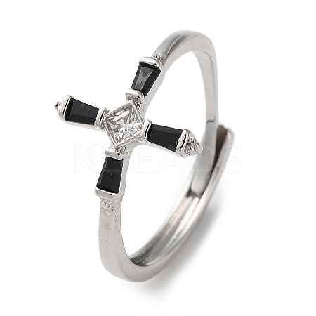 Brass with Cubic Zirconia Adjustable Rings RJEW-Z017-04P-1