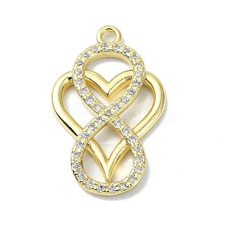 Rack Plating Real 18K Gold Plated Brass Micro Pave Cubic Zirconia Pendants KK-B084-16G-1