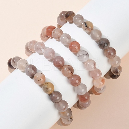 10MM Natural Quartz Round Beaded Stretch Bracelets for Women BJEW-G756-02A-1