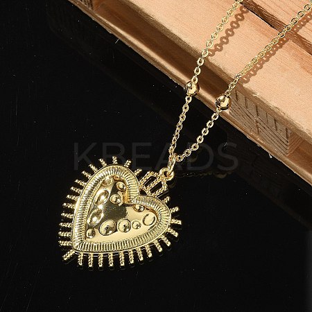 Brass Heart Pendant Necklaces for Women LS-NJEW-U020-02G-1