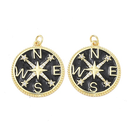 Eco-Friendly Brass Micro Pave Clear Cubic Zirconia Enamel Pendants ZIRC-C024-01G-01-1-1