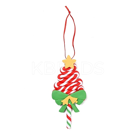 Christmas Tree Lollipop Handmade Polymer Clay Pendant Decorations LS-HJEW-P017-02D-1