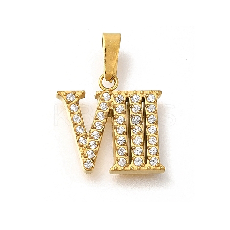 Ion Plating(IP) 304 Stainless Steel Micro Pave Cubic Zirconia Pendants STAS-H228-02G-08-1