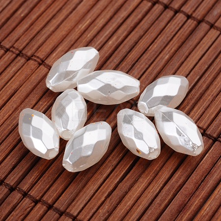 Faceted Rice Imitation Pearl Acrylic Beads X-OACR-L004-3052-1