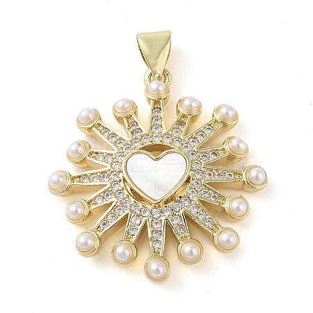 Brass Micro Pave Clear Cubic Zirconia Pendants KK-Q813-12B-G-1