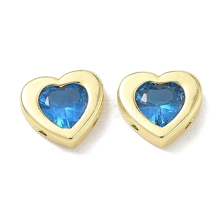 Valentine's Day Brass Pave Cornflower Blue Glass Beads KK-A300-06G-1