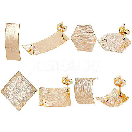 Beebeecraft 16Pcs 4 Style Brass Stud Earring Findings KK-BBC0003-30-1