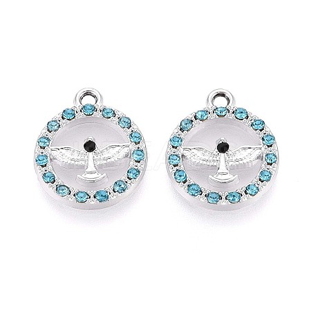Rack Plating Alloy Rhinestone Pendants PALLOY-T091-22C-G-1-1