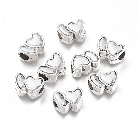 Heart Alloy European Large Hole Beads PALLOY-O065-28AS-1