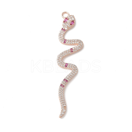Rack Plating Brass with Cubic Zirconia Pendants KK-S504-01RG-1