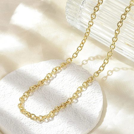 Brass Textured Cable Chain Necklaces NJEW-A042-12G-02-1