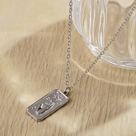 Bohemia Vintage Stainless Steel Crystal Rhinestone Tarot Card with Hand Star Moon Pendant Necklaces HG1148-2-1