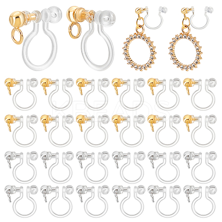 24Pcs 2 Colors Plastic Clip-on Earring Findings STAS-PH0005-70-1